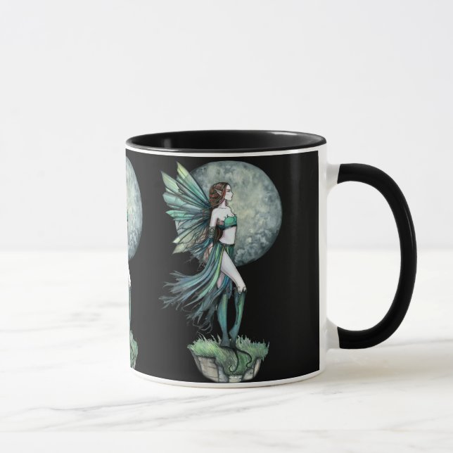 Beautiful Green Moon Fairy Coffee Mug (Right)