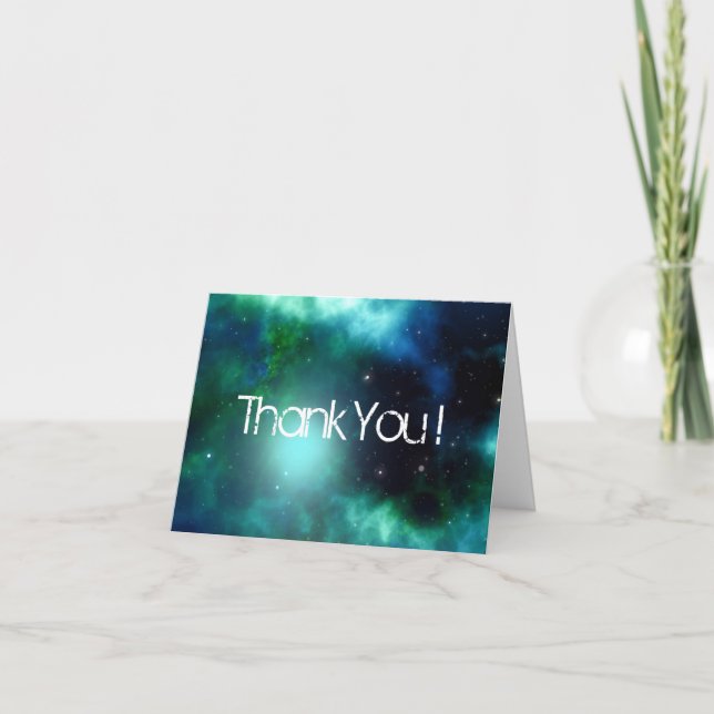 Beautiful Green Nebula Thank You Card (Front)