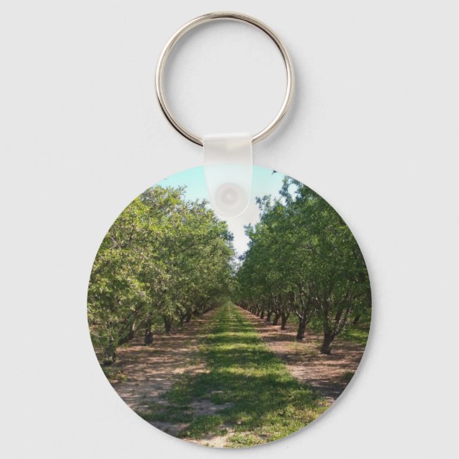Beautiful Green Neverending Orchard Row Key Ring (Front)