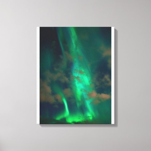 Beautiful Green Northern Lights with Clouds Canvas Print (Front)