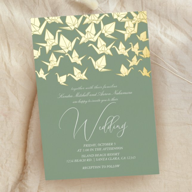 Beautiful Green Origami Paper Crane Wedding (Creator Uploaded)