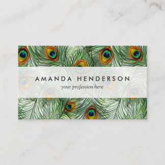 Beautiful Green Peacock Feather Business Card