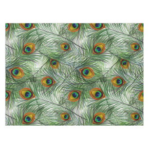 Beautiful Green Peacock Feather Tablecloth
