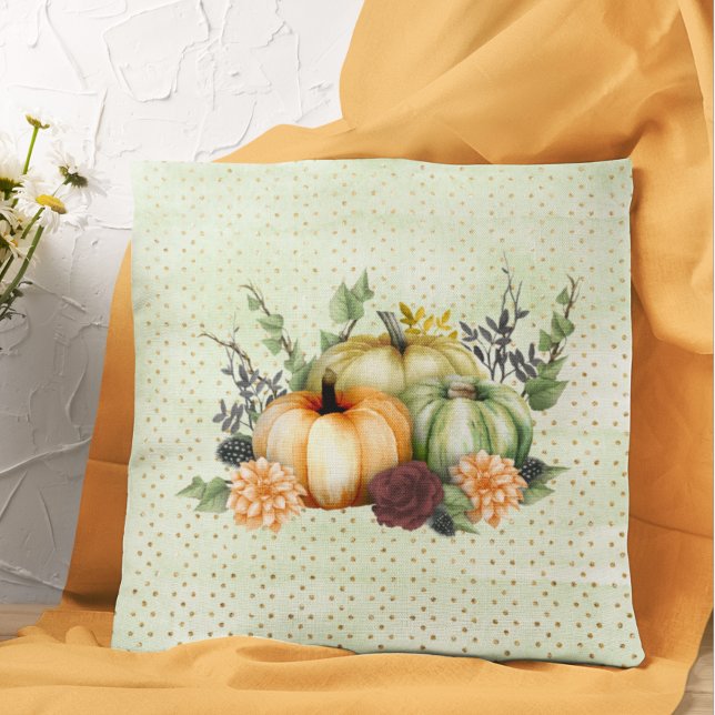 Beautiful Green Pumpkin Patch Glitter Autumn Cushion (Creator Uploaded)