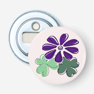 Beautiful Green Purple Flower Doodle Bottle Opener