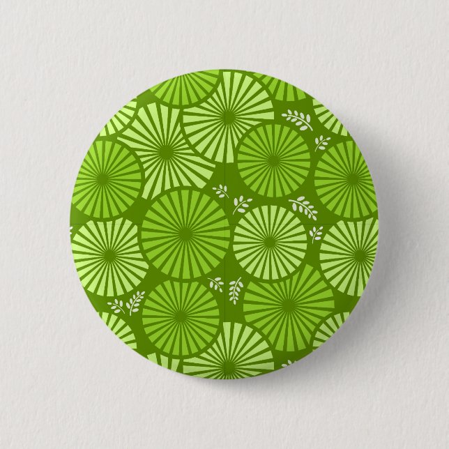 Beautiful, green retro floral Button (Front)