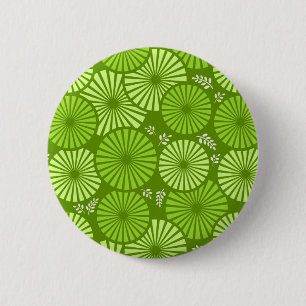 Beautiful, green retro floral Button