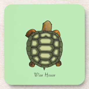 Beautiful Green Turtle on Lime Green Coaster
