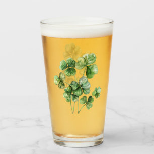 Beautiful Green Watercolor Shamrock Glass