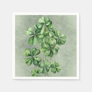 Beautiful Green Watercolor Shamrock Napkin