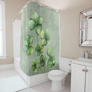 Beautiful Green Watercolor Shamrock Shower Curtain