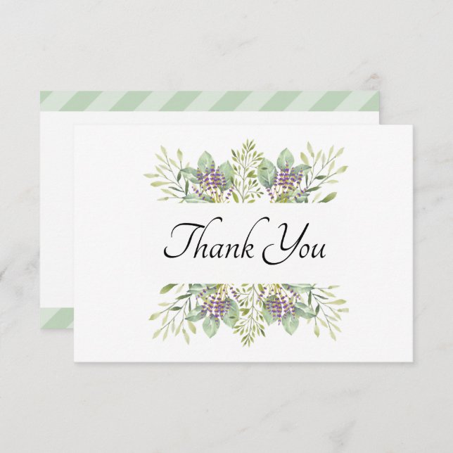 Beautiful Greenery Design Thank You Card (Front/Back)