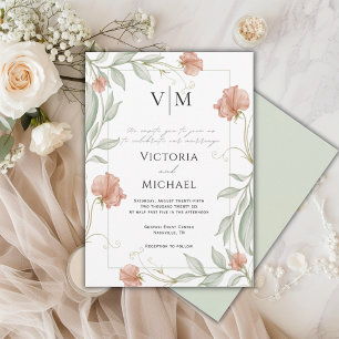 Beautiful Greenery Floral Elegant Wedding Invitation