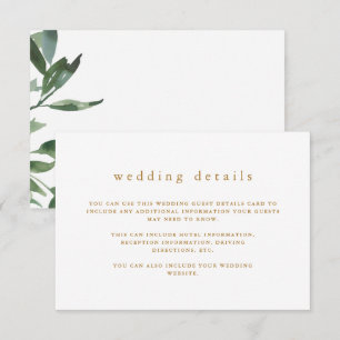 Beautiful Greenery Wedding Guest Details Enclosure Card