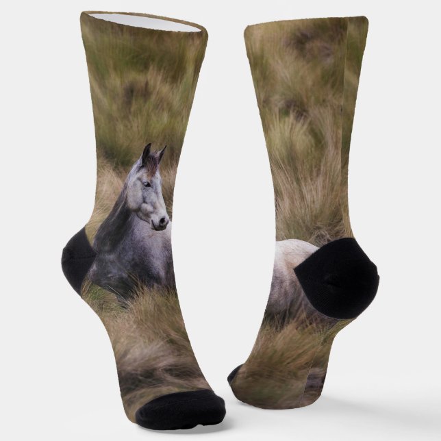 Beautiful Grey Coloured Horse Socks (Angled)