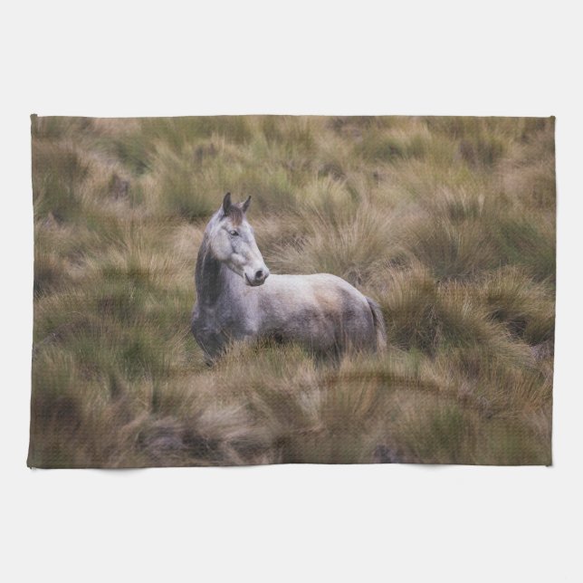 Beautiful Grey Coloured Horse Tea Towel (Horizontal)