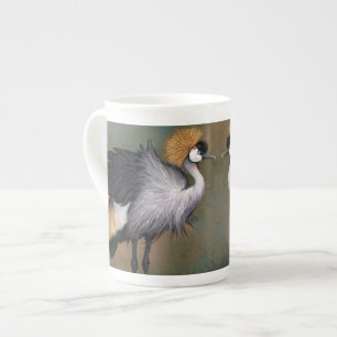Beautiful Grey Crowned Crane - Migned Painting Art Bone China Mug