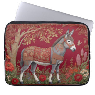 Beautiful Grey Donkey Red Countryside  Laptop Sleeve
