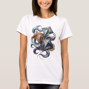 Beautiful Grey KITE FLYING IN THE SEA Print T-Shirt