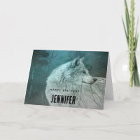 Beautiful Grey Wolf in a Dark Forest Birthday