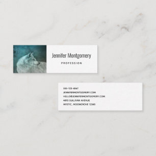 Beautiful Grey Wolf in a Dark Forest Mini Business Card