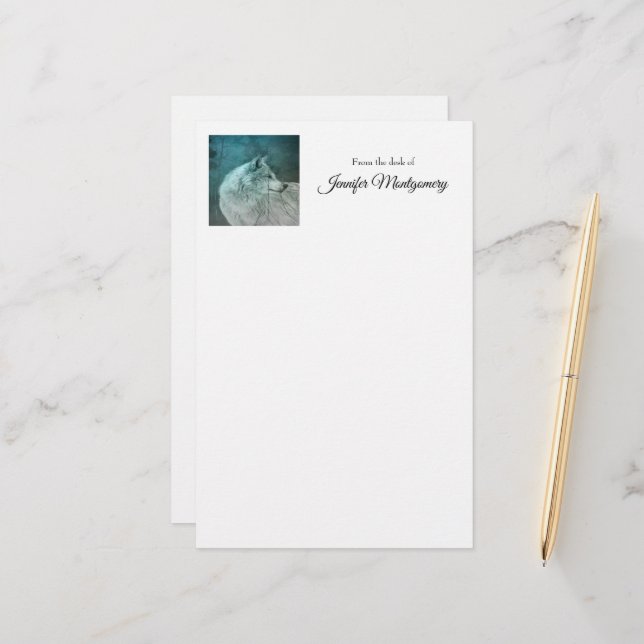 Beautiful Grey Wolf in a Dark Forest Stationery (Front/Back In Situ)