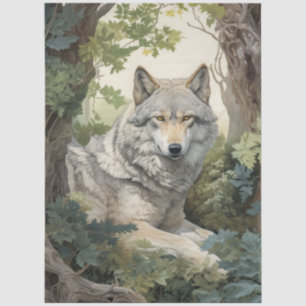 Beautiful Grey Wolf in The Forest Decoupage Tissue Paper