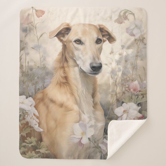 Beautiful Greyhound Sherpa Blanket (Front)