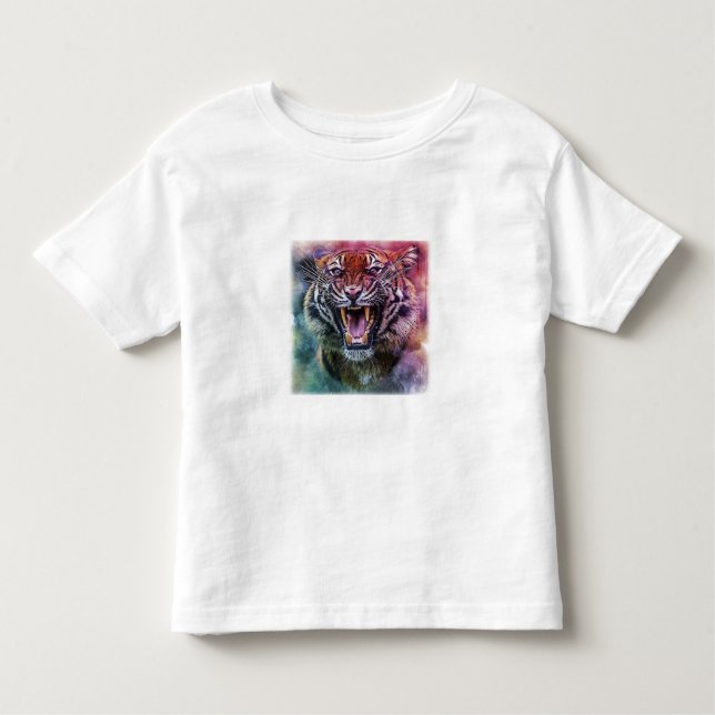 Beautiful Growling Bengal Tiger Face Photo Toddler T-Shirt (Front)