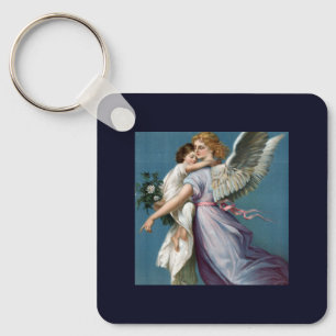 Beautiful Guardian Angel Painting Key Ring