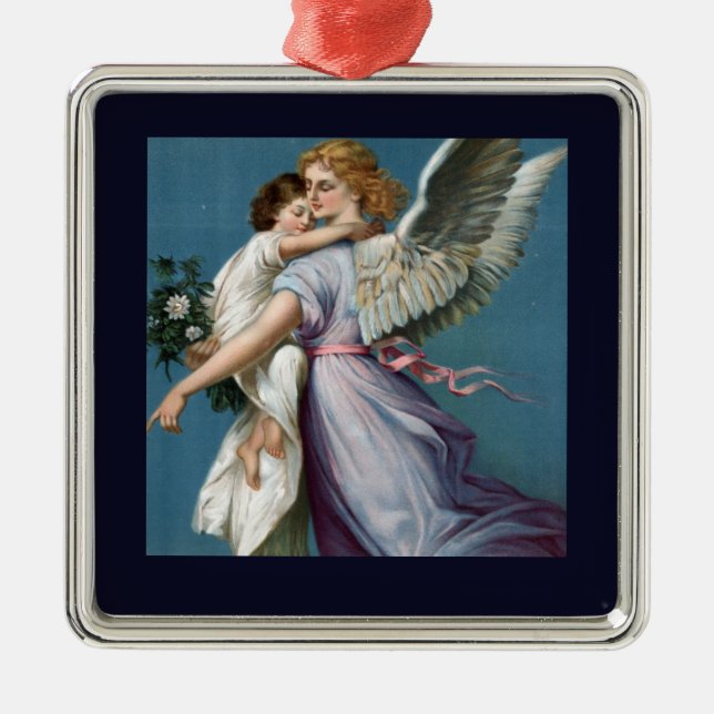 Beautiful Guardian Angel Painting Metal Tree Decoration (Front)