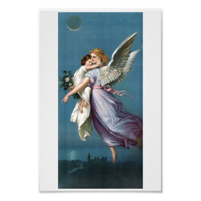 Beautiful Guardian Angel Painting Photo Print (Front)
