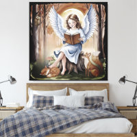 Beautiful Guardian Angel reading bedtime story 
