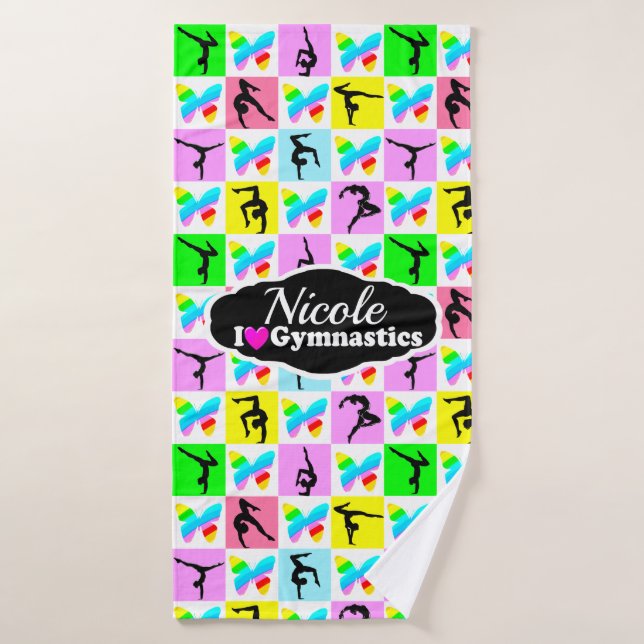 BEAUTIFUL GYMNASTICS BUTTERFLY DESIGN BATH TOWEL (Bath Towel)