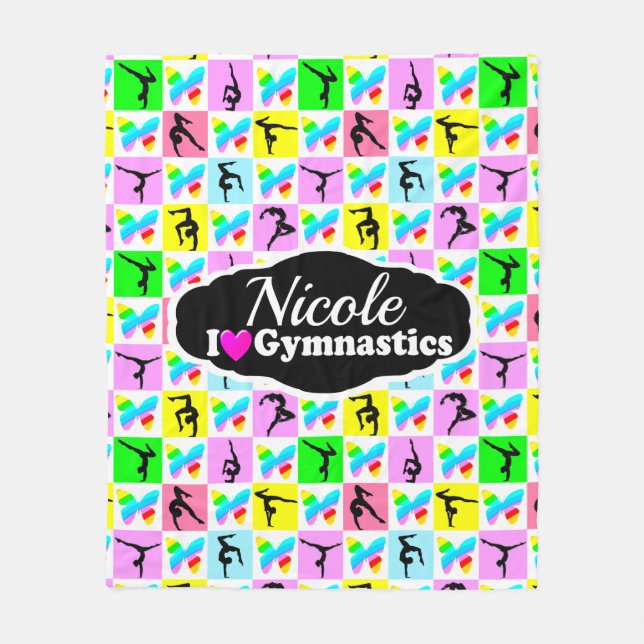 BEAUTIFUL GYMNASTICS BUTTERFLY DESIGN FLEECE BLANKET (Front)