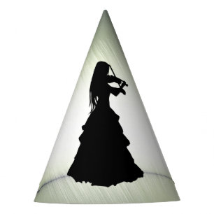 Beautiful Gypsy Girl Plays Violin Green Party Hat