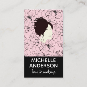 Beautiful Hair and Makeup / Floral Pattern Business Card