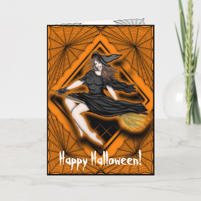 Beautiful Halloween Witch Card (Front)