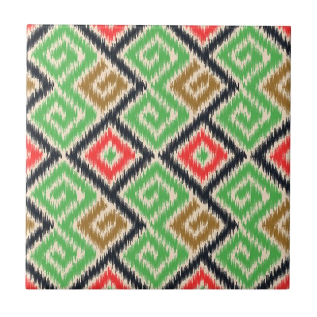 Beautiful hand dran tribal pattern Kitchen Green Tile (Front)