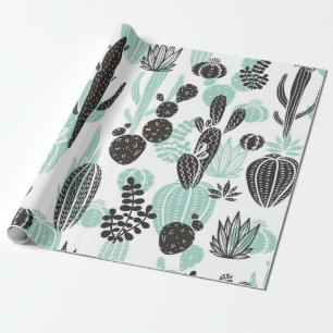 Beautiful hand drawn cacti doodle seamless pattern wrapping paper