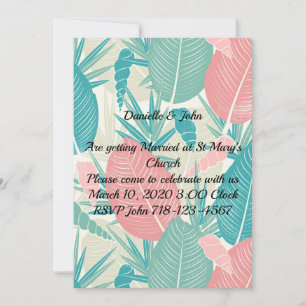 Beautiful Hand Drawn Palm Leaves Wedding Invitation
