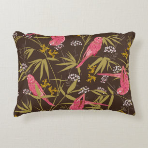 Beautiful Hand drawn parrot birds in Bamboo forest Decorative Cushion