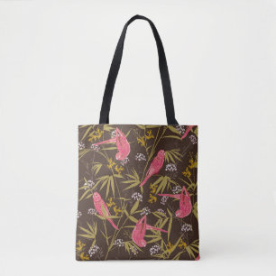 Beautiful Hand drawn parrot birds in Bamboo forest Tote Bag
