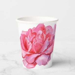 Beautiful Hand Drawn Pink Peonies Paper Cups