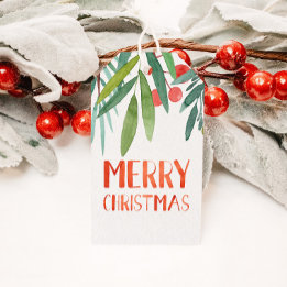 Beautiful Hand Lettered Watercolor Berry & Branch  Gift Tags