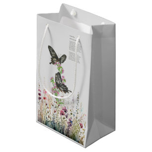 Beautiful Hand-Painted Ceylon Rose Butterfly Small Gift Bag