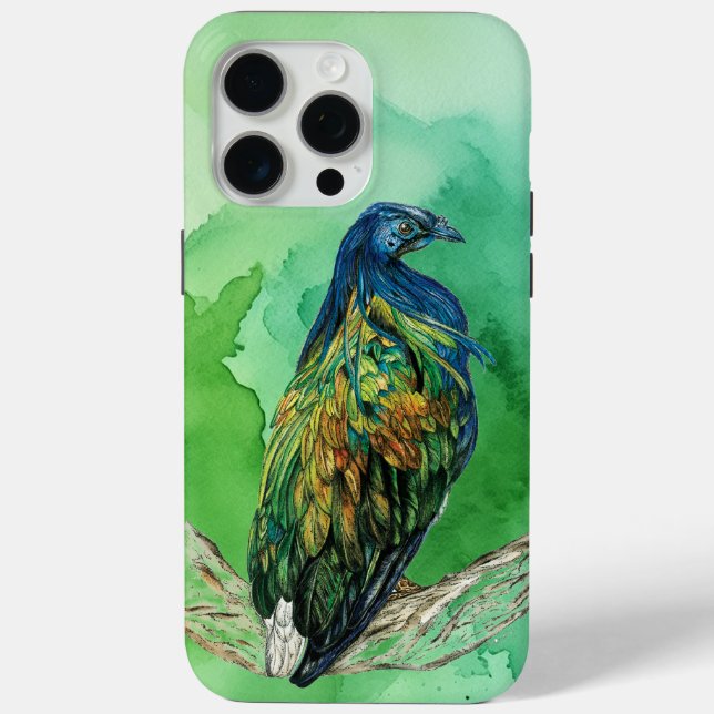  Beautiful Hand-Painted Endangered Nicobar Pigeon Case-Mate iPhone Case (Back)