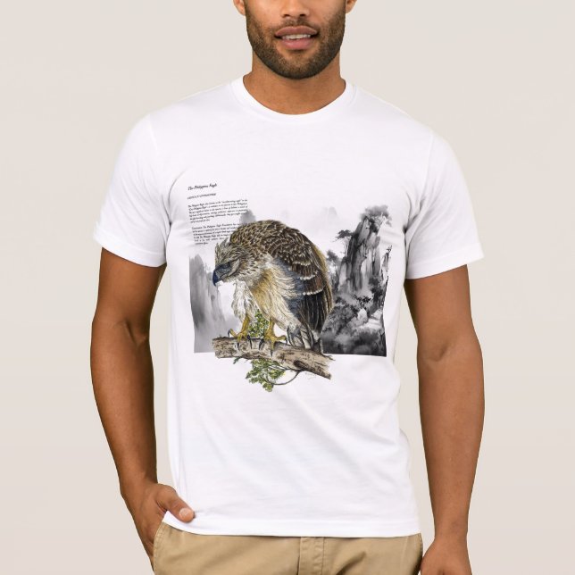Beautiful Hand-Painted Endangered Philippine Eagle T-Shirt (Front)