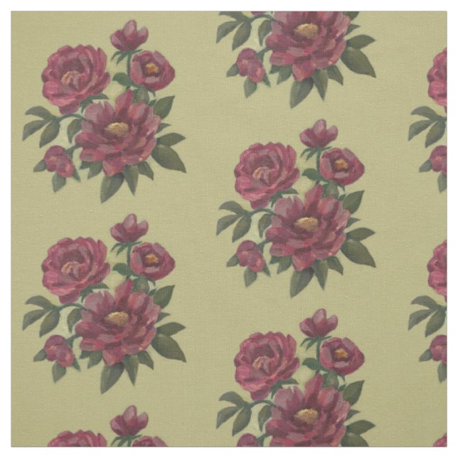 Beautiful, hand-painted floral spray fabric (Swatch)