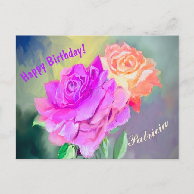 Beautiful hand painted roses  for special occasion postcard (Front)